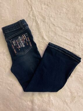 SoHo Blue Dark Wash Girls Flare Jeans with Embroidered Pockets SZ 6X